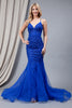 Mermaid Tulle Skirt Embroidered Lace Long Prom Dress ACSU066