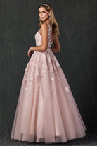 Embroidered Lace Embellished Jewel Waist Long Prom Dress JT224-Prom Dress-smcfashion.com