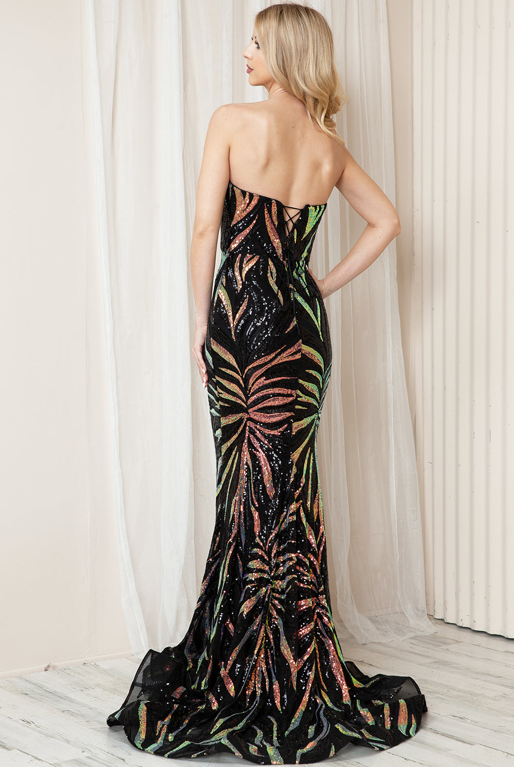 Embroidered Sequins Strapless Corset Back Long Prom Dress AC7028-Prom Dress-smcfashion.com