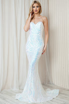 Embroidered Sequins Strapless Corset Back Long Prom Dress AC7028-Prom Dress-smcfashion.com