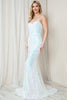 Embroidered Sequins Strapless Corset Back Long Prom Dress AC7028