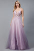 Embroidered Lace Bodice Tulle Glittering Skirt Long Prom Dress AC5040