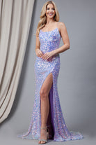 Embroidered Sequins Side Slit Fitted Open Criss Cross Back Long Prom Dress AC5046-Prom Dress-smcfashion.com
