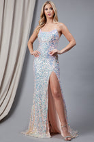 Embroidered Sequins Side Slit Fitted Open Criss Cross Back Long Prom Dress AC5046-Prom Dress-smcfashion.com