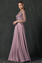 Embroidered Lace Beaded Bodice Long Mother Of The Bride Dress JTM11 Sale-Mother of the Bride Dress-smcfashion.com