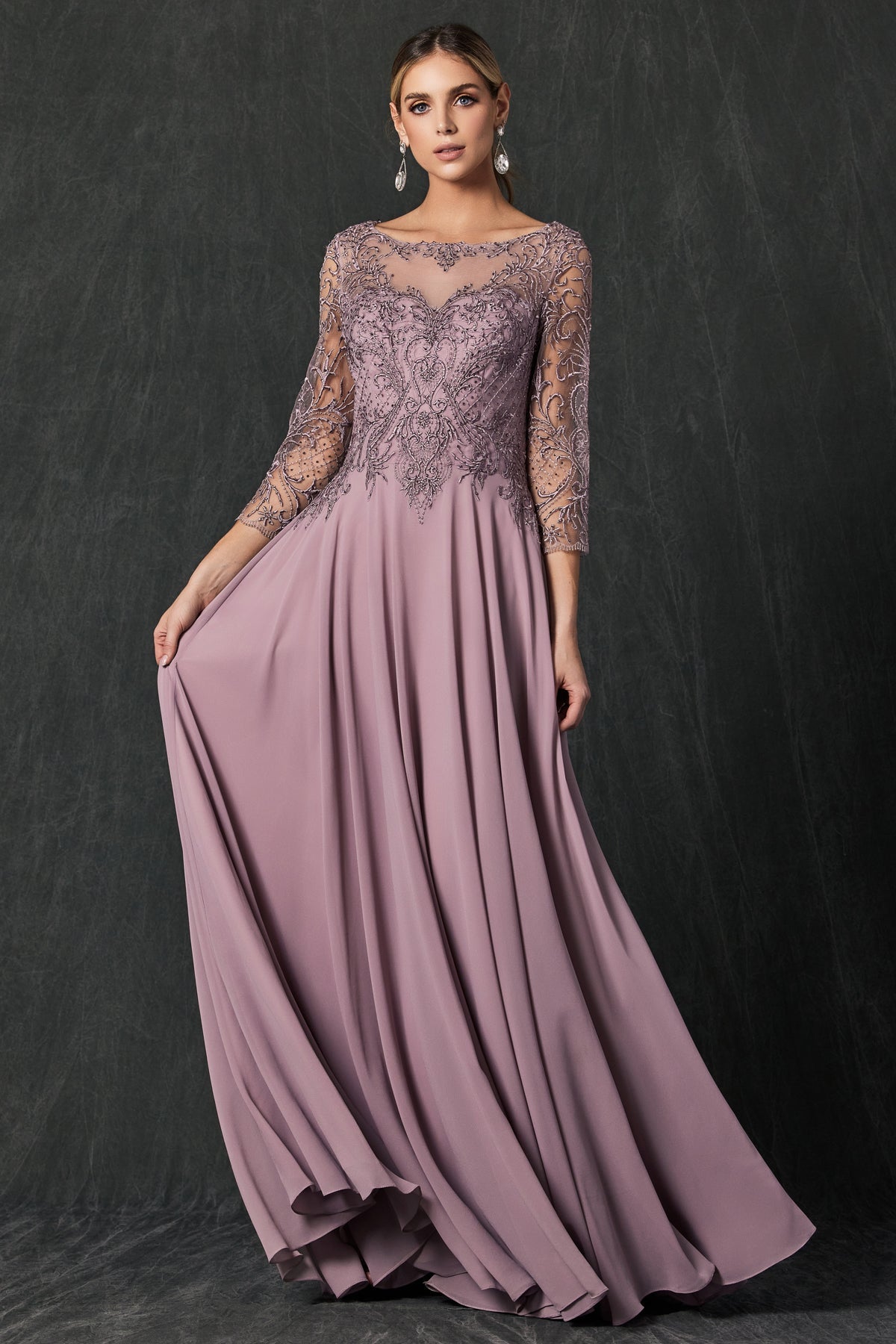 Embroidered Lace Beaded Bodice Long Mother Of The Bride Dress JTM11 Sa –