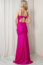 Satin Spaghetti Straps Trumpet V-Neck Detailed Open Back Long Prom Dress ACBZ018-Prom Dress-smcfashion.com