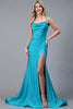 Mermaid Side Slit Cowl Neck Double Spaghetti Straps Long Prom Dress AC399