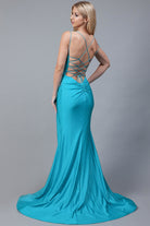 Mermaid Side Slit Cowl Neck Double Spaghetti Straps Long Prom Dress AC399-Prom Dress-smcfashion.com