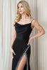 Mermaid Side Slit Cowl Neck Double Spaghetti Straps Long Prom Dress AC399