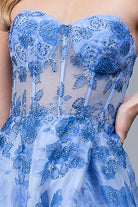 Floral Strapless Side Slit Embellished Jewel Long Prom Dress AC2106-Prom Dress-smcfashion.com