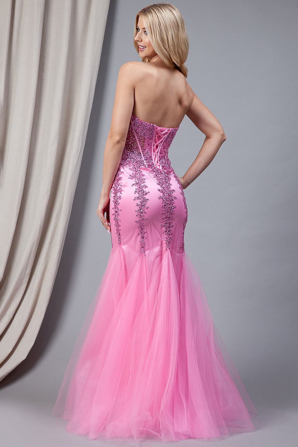 Strapless Sweetheart Embroidered Bodice Mermaid Long Wedding & Evening Dress AC774-Evening Dress-smcfashion.com