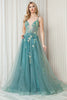 Tulle Skirt Embroidered Lace High Side Slit Long Prom Dress ACTM1003