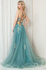Tulle Skirt Embroidered Lace High Side Slit Long Prom Dress ACTM1003