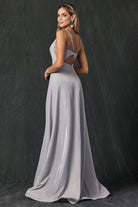 A-Line Illusion V-Neck Open Criss Cross Back Long Prom Dress JT208-Prom Dress-smcfashion.com