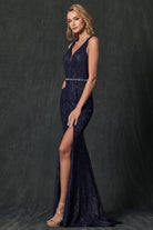 Mermaid Illusion V-Neck Side Slit Long Prom Dress JT237-Prom Dress-smcfashion.com