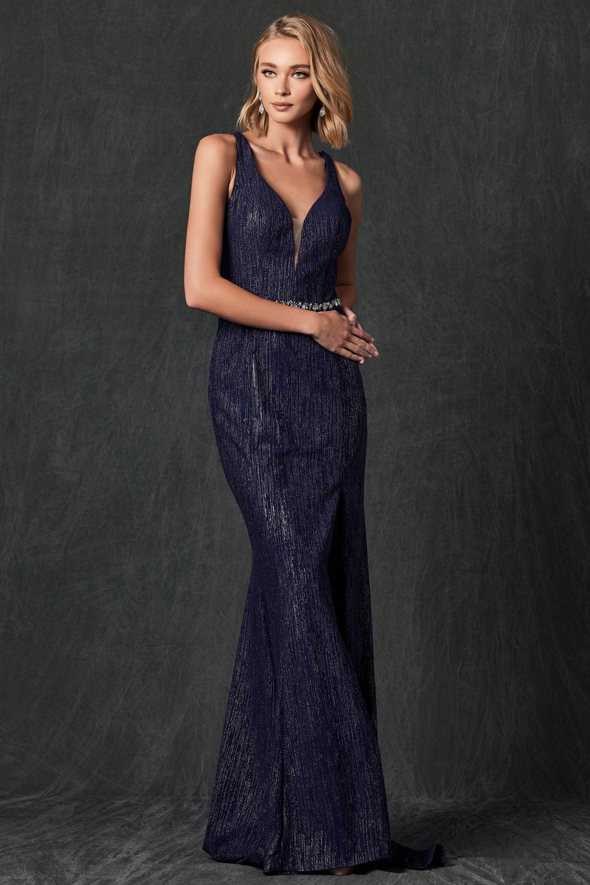Mermaid Illusion V-Neck Side Slit Long Prom Dress JT237-Prom Dress-smcfashion.com