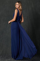Sleeveless Formal Chiffon Cowl Neck Open Back Long Mother Of The Bride Dress JT670-Mother Of The Bride Dress-smcfashion.com