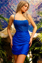 Embroidered Bodice Open Criss Cross Back Short Cocktail & Homecoming Dress ACTM1013S-Cocktail Dress-smcfashion.com