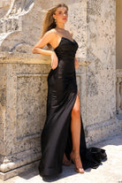 Cowl Neck Side Slit Spaghetti Straps Fitted Long Prom Dress AC3013-Prom Dress-smcfashion.com