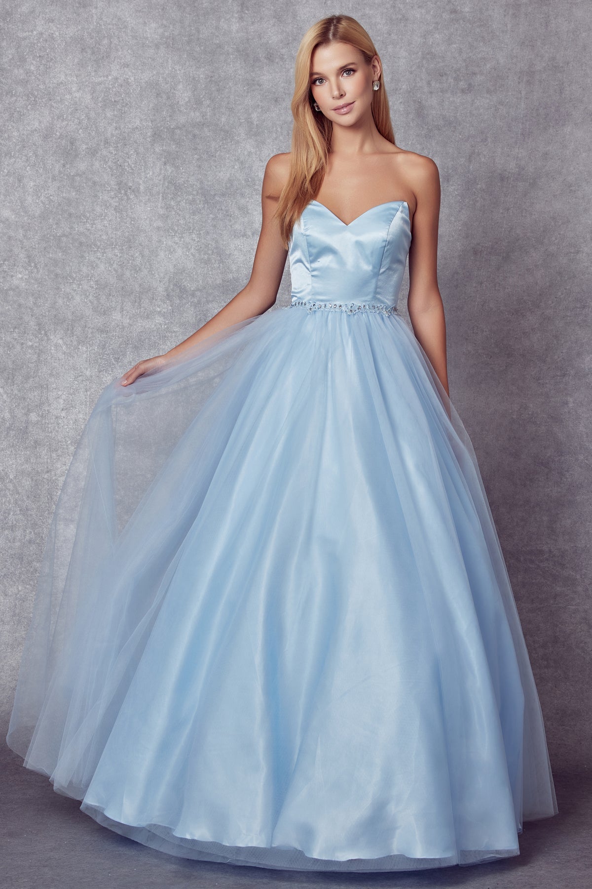 Strapless Sweetheart A-Line Tulle Skirt Long Prom Dress JT265-Prom Dress-smcfashion.com