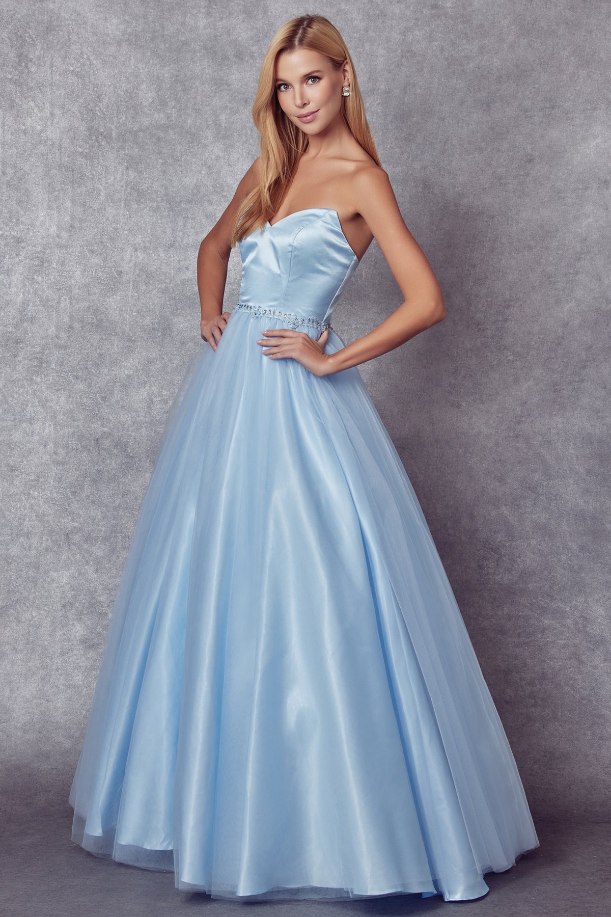 Strapless Sweetheart A-Line Tulle Skirt Long Prom Dress JT265-Prom Dress-smcfashion.com
