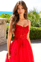 Flower Embroidery Tulle Skirt Boat Neck Long Prom Dress AC7035-Prom Dress-smcfashion.com