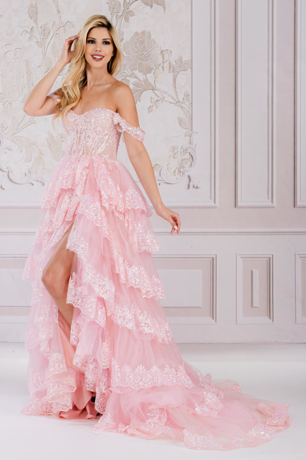 Off The Shoulder Sequins Embellished Maxi Prom Dress w/ Ruffled Skirt smcfashion.com Off The Shoulder Sequins Embellished Maxi Prom Dress w/ Ruffled Skirt smcfashion.com