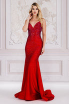 Mermaid Illusion V-Neck Embellished Sequin Open Criss Cross Back Long Prom Dress AC3018-Prom Dress-smcfashion.com