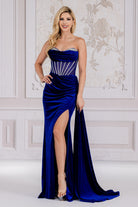 Strapless Embellished Jewel Side Slit Mermaid Long Prom Dress AC5051-Prom Dress-smcfashion.com