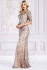 Embroidered Lace Trumpet Sheer 3/4 Sleeves Long Mother Of The Bride Dress AC7045