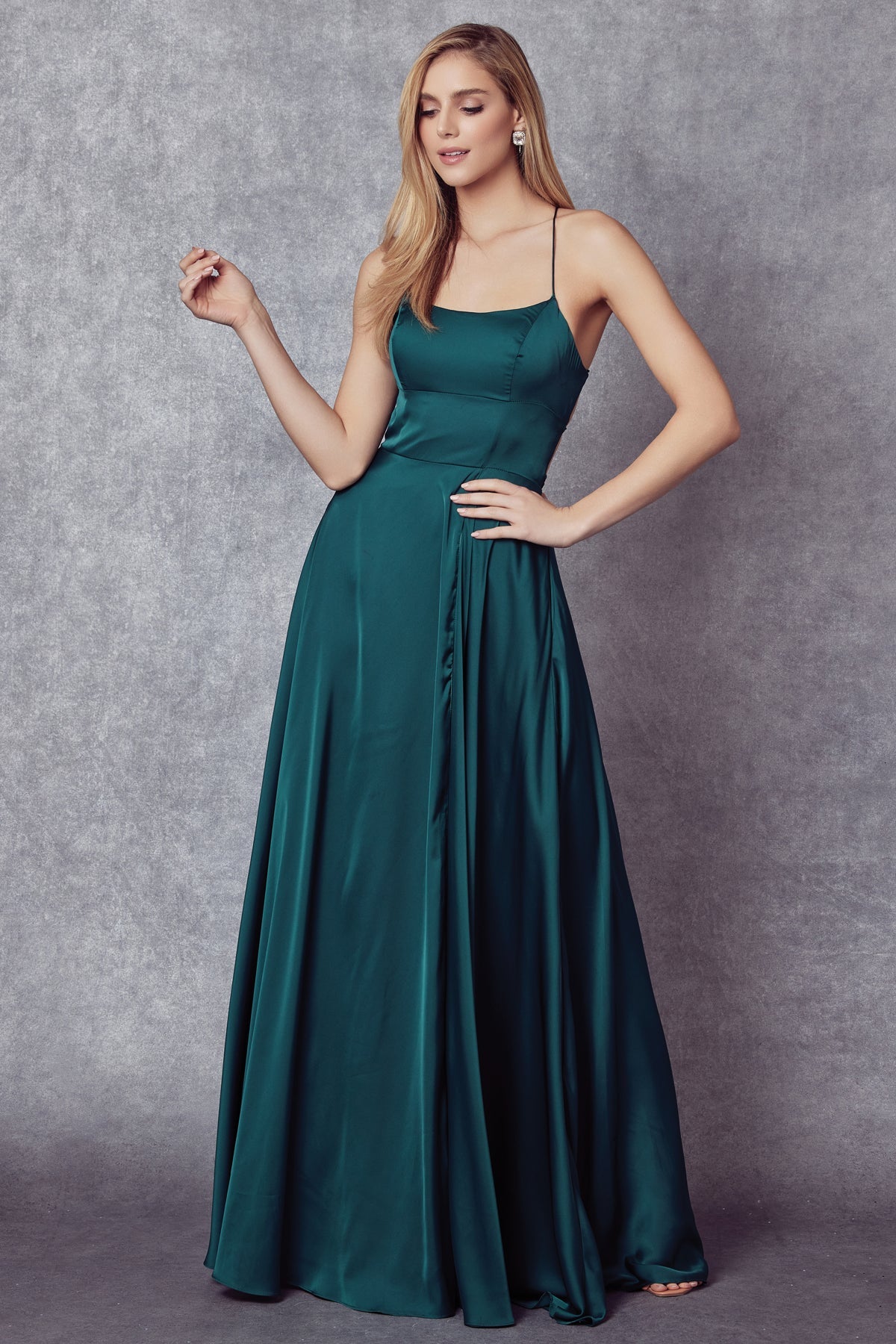 Satin A-Line Side Slit Straight Across Open Back Long Evening Dress JT278-Evening Dress-smcfashion.com