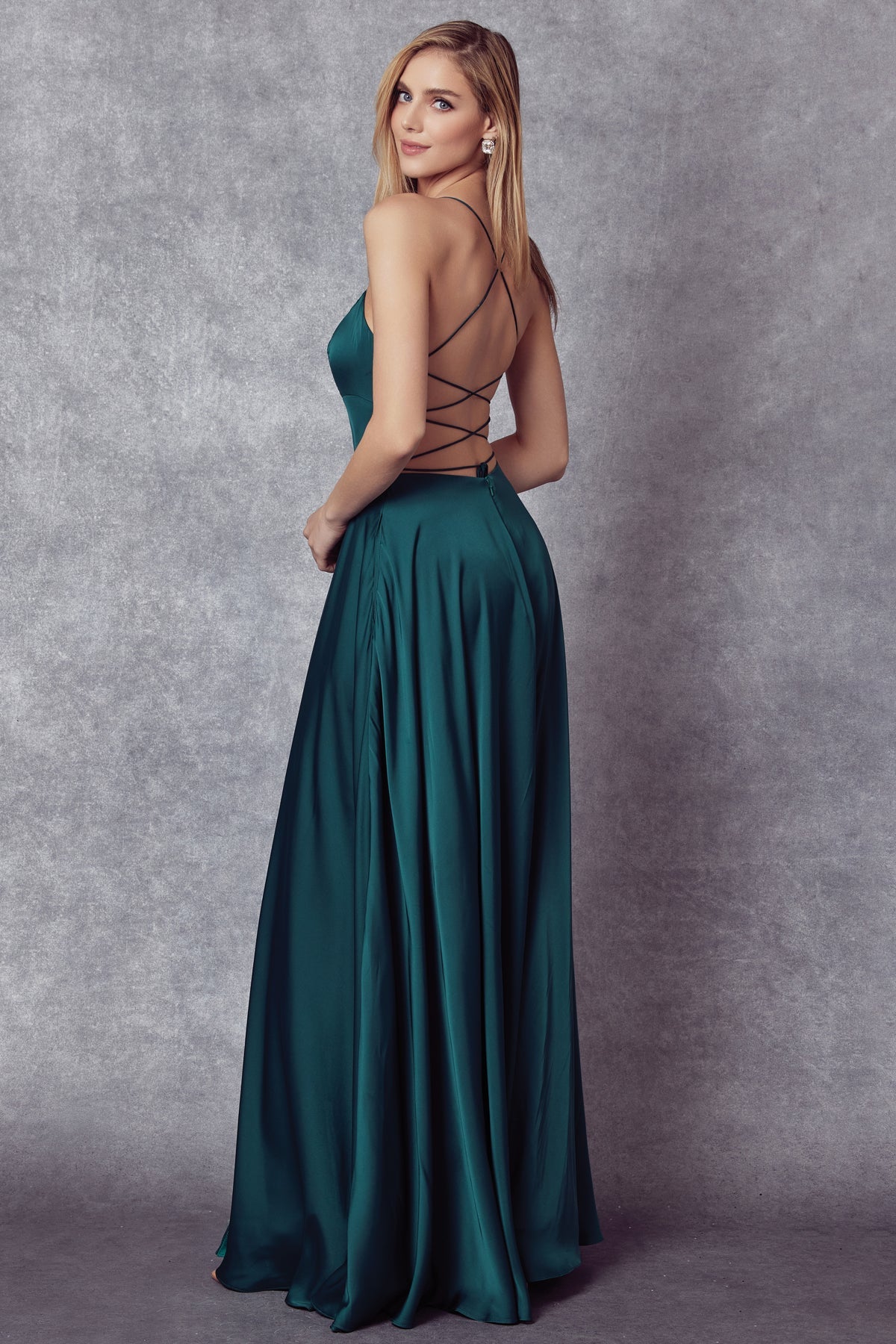 Satin A-Line Side Slit Straight Across Open Back Long Evening Dress JT278-Evening Dress-smcfashion.com