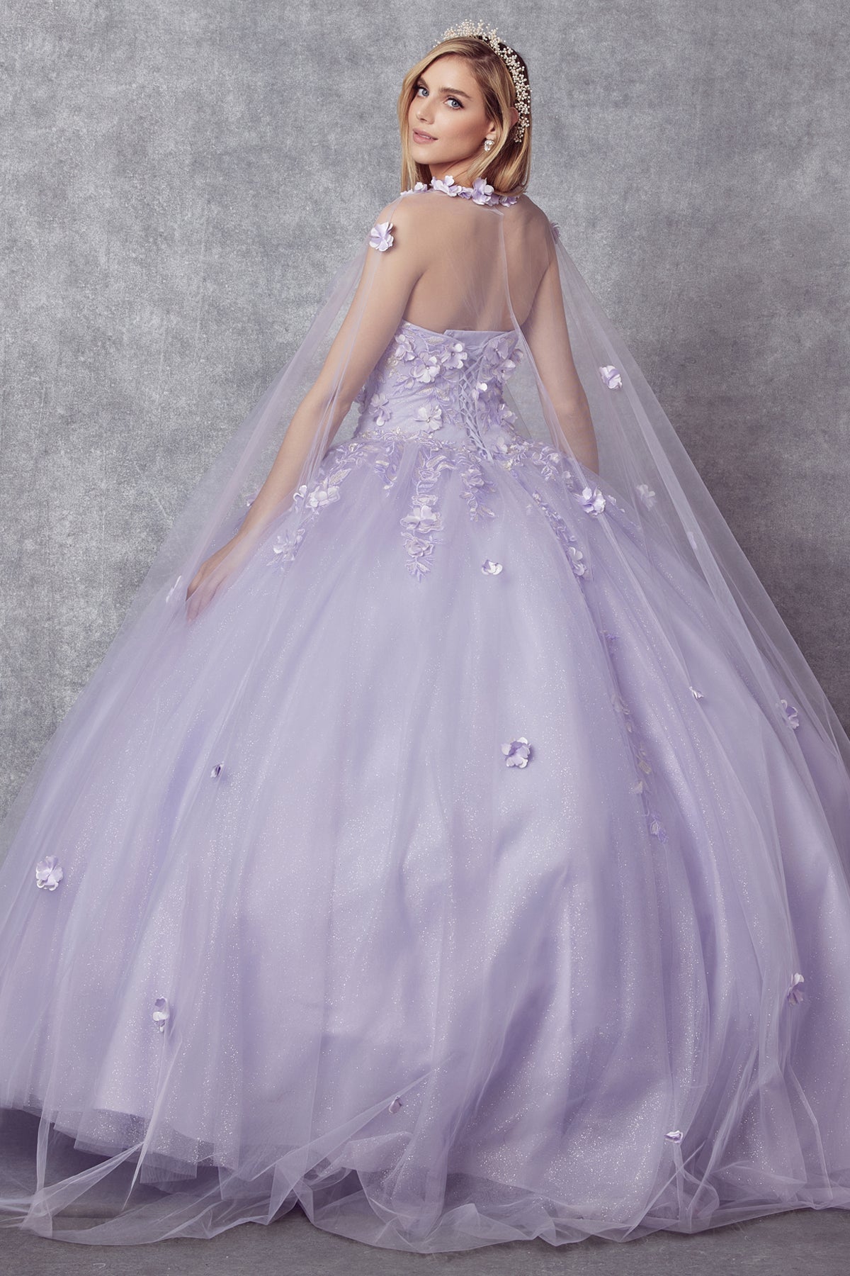 Strapless 3D Floral Applique Open Back Long Quinceanera Dress JT1435-All Dresses-smcfashion.com