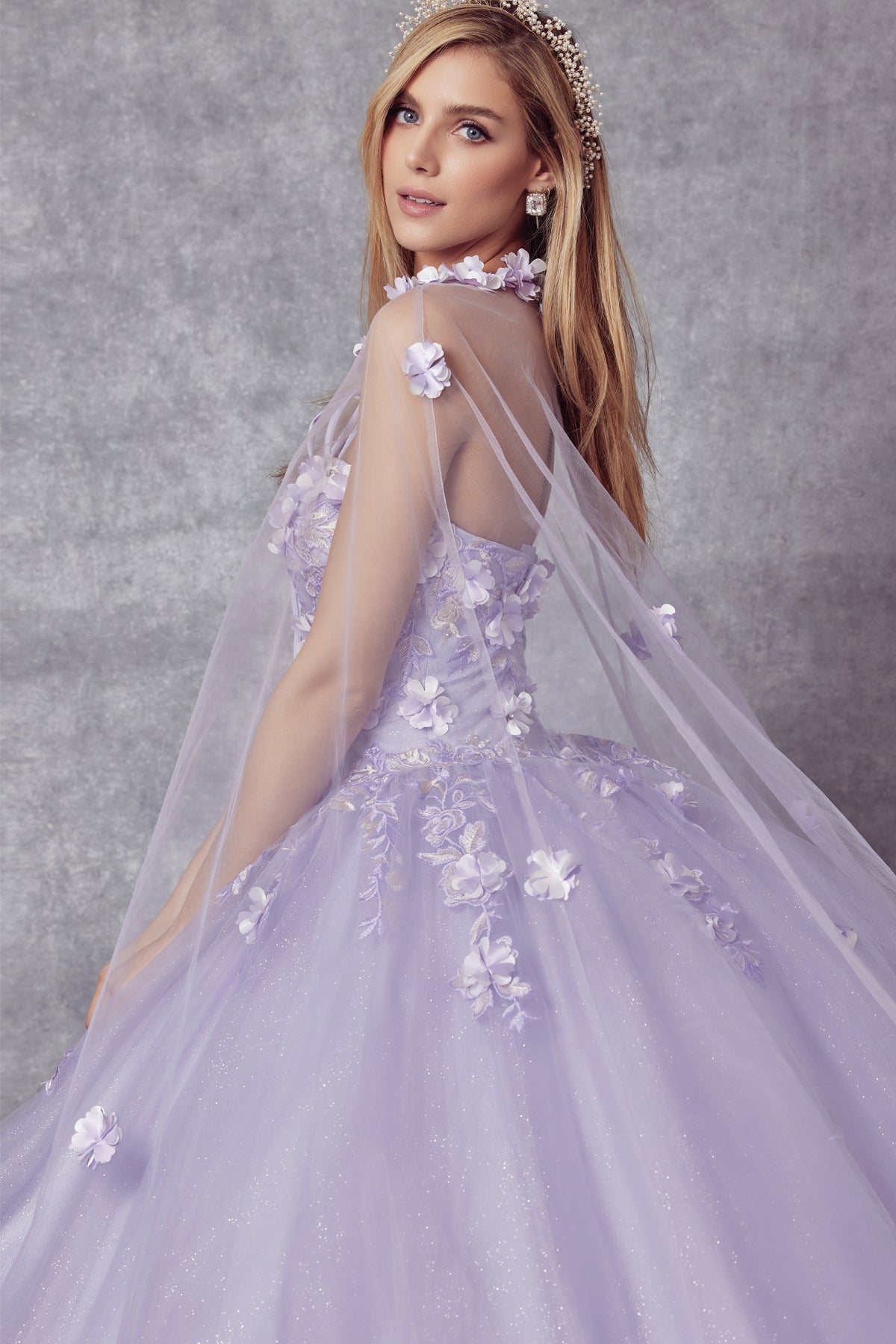 Strapless 3D Floral Applique Open Back Long Quinceanera Dress JT1435-All Dresses-smcfashion.com