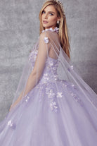 Strapless 3D Floral Applique Open Back Long Quinceanera Dress JT1435-All Dresses-smcfashion.com