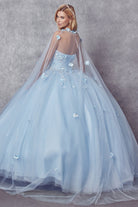 Strapless 3D Floral Applique Open Back Long Quinceanera Dress JT1435-All Dresses-smcfashion.com