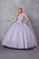 Strapless 3D Floral Applique Open Back Long Quinceanera Dress JT1435-All Dresses-smcfashion.com