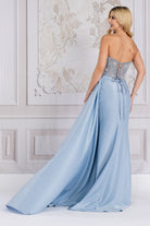 Side Slit Sheer Lace Bodice Corset Back Long Prom Dress ACTM1005-Prom Dress-smcfashion.com