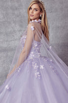 Strapless 3D Floral Applique Open Back Long Quinceanera Dress JT1435-All Dresses-smcfashion.com