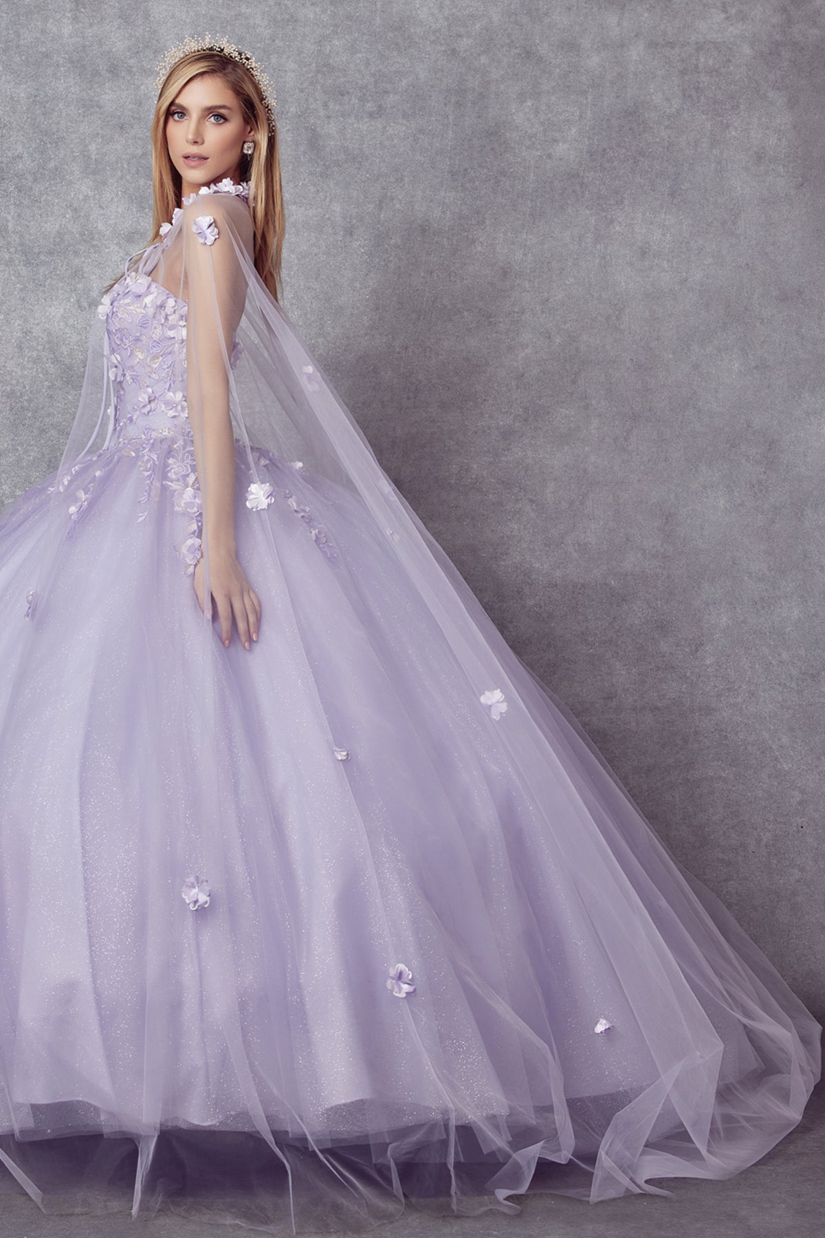 Strapless 3D Floral Applique Open Back Long Quinceanera Dress JT1435-All Dresses-smcfashion.com
