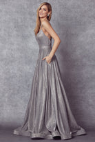 Metallic Glitter A-Line Detailed Back Long Prom Dress JT203-Prom Dress-smcfashion.com