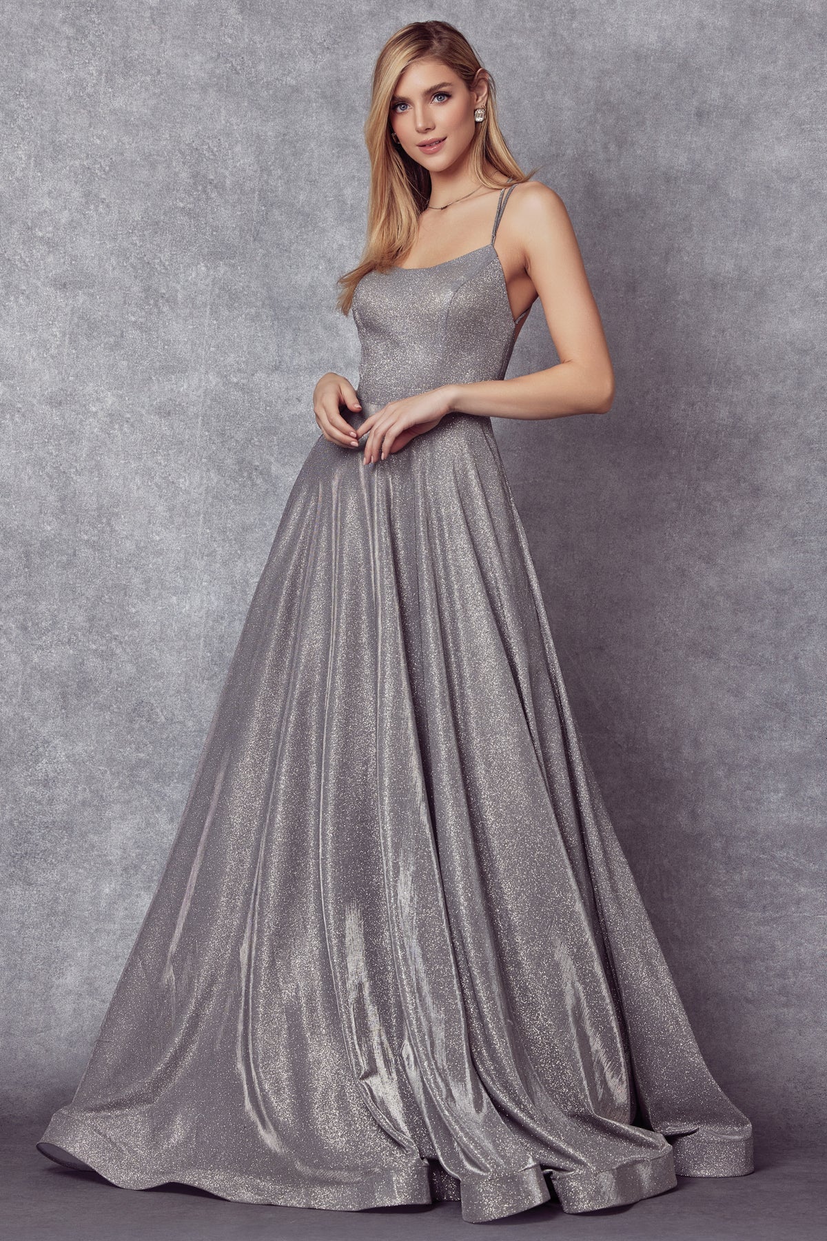 Metallic Glitter A-Line Detailed Back Long Prom Dress JT203-Prom Dress-smcfashion.com