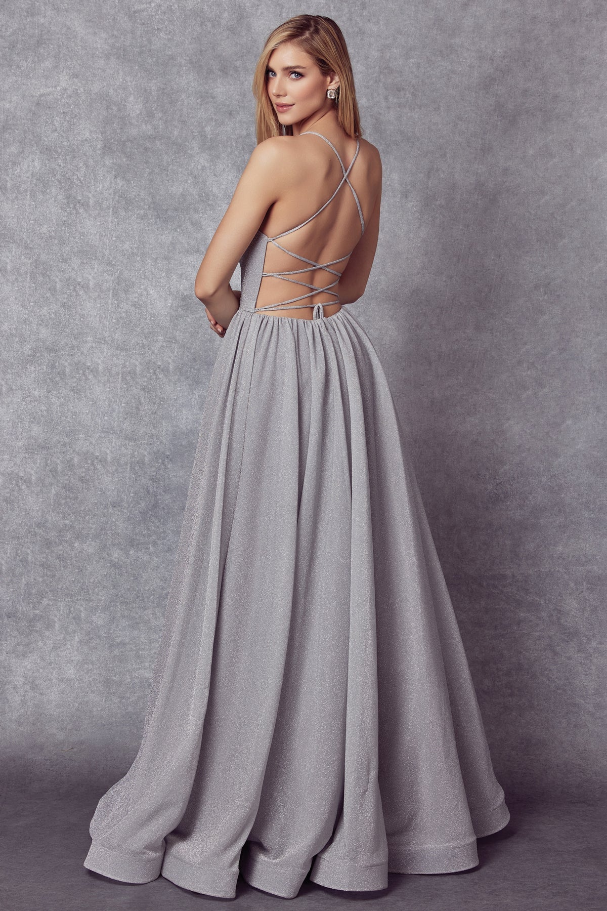 A-Line Metallic Open Criss Cross Back Long Prom Dress JT204-Prom Dress-smcfashion.com