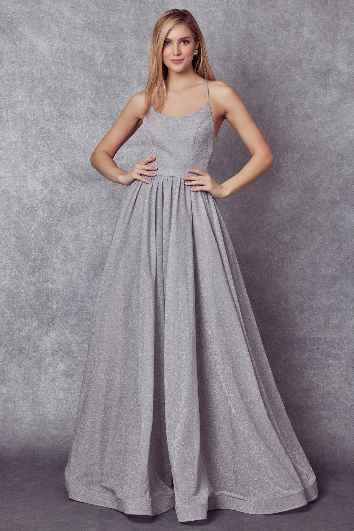 A-Line Metallic Open Criss Cross Back Long Prom Dress JT204-Prom Dress-smcfashion.com