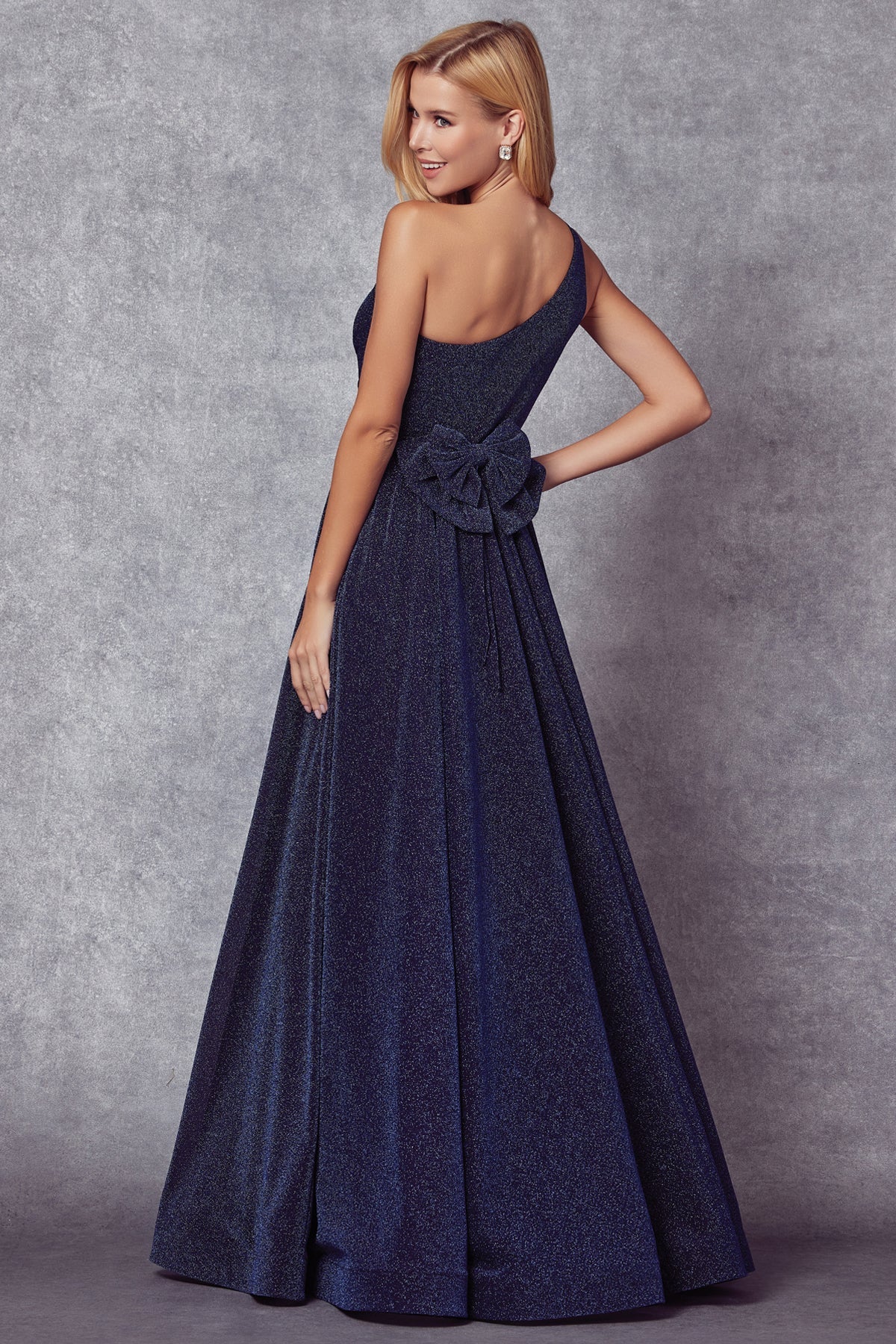 One Shoulder Sweetheart Metallic A-Line Long Prom Dress JT205-Prom Dress-smcfashion.com