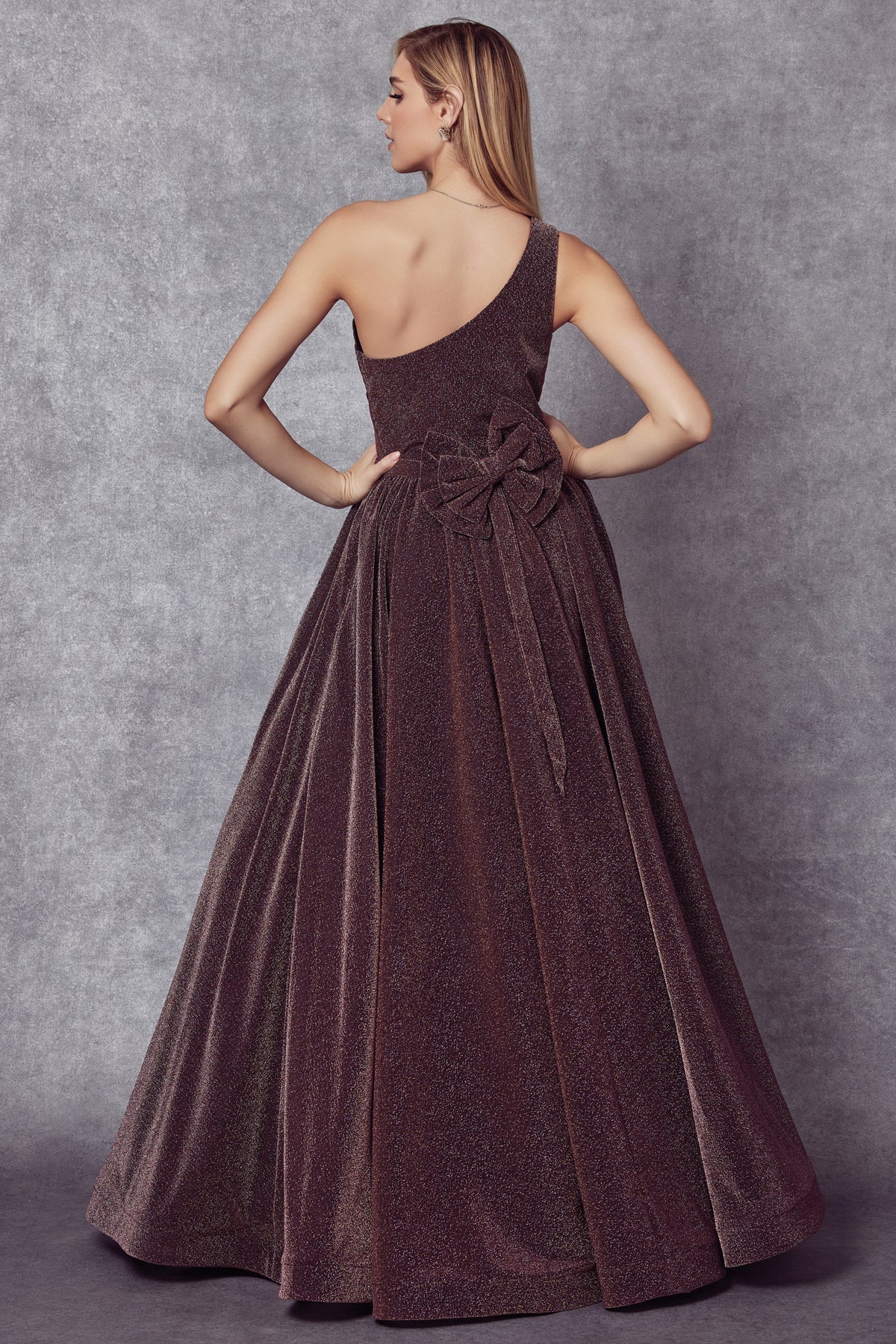 One Shoulder Sweetheart Metallic A-Line Long Prom Dress JT205-Prom Dress-smcfashion.com