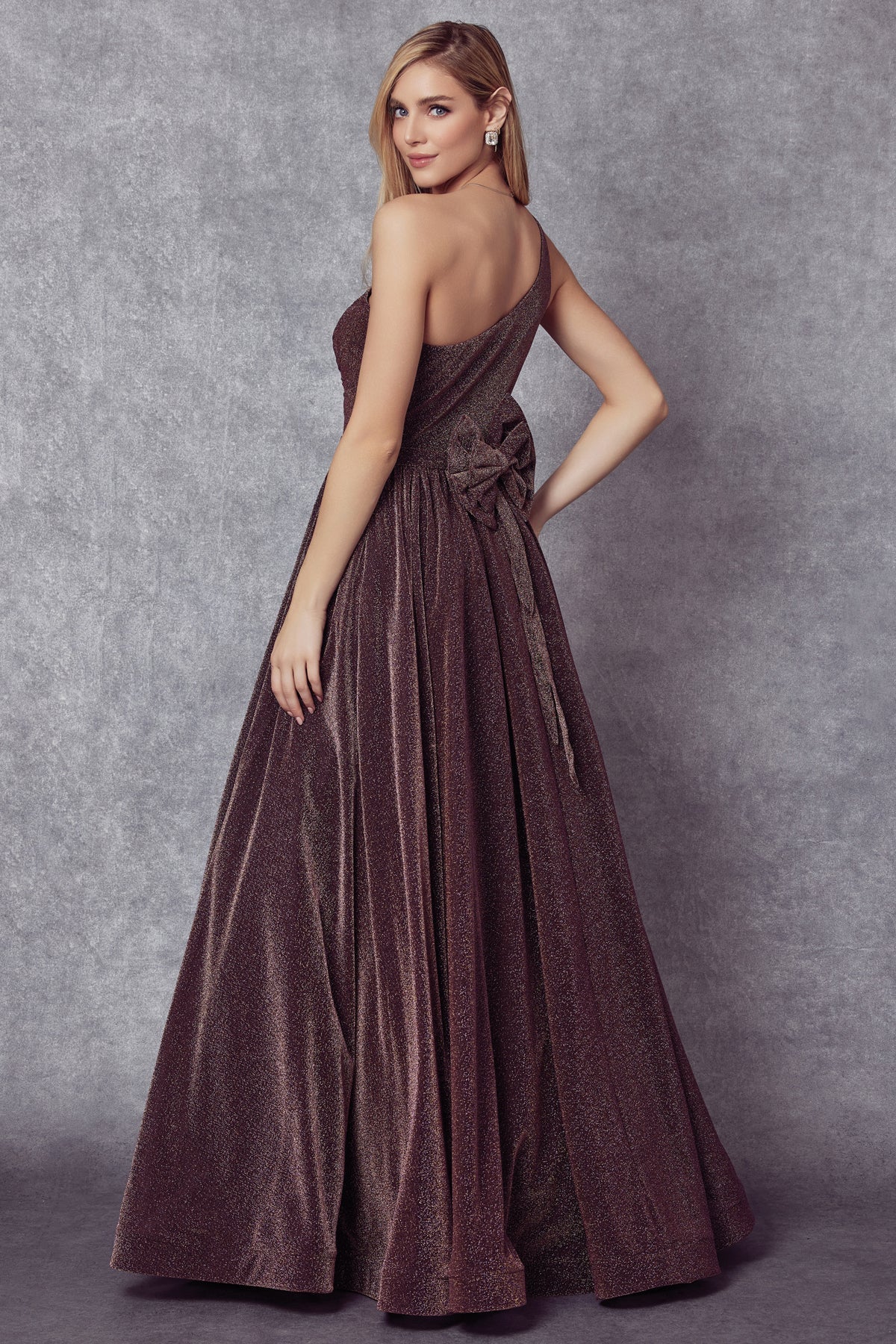One Shoulder Sweetheart Metallic A-Line Long Prom Dress JT205-Prom Dress-smcfashion.com