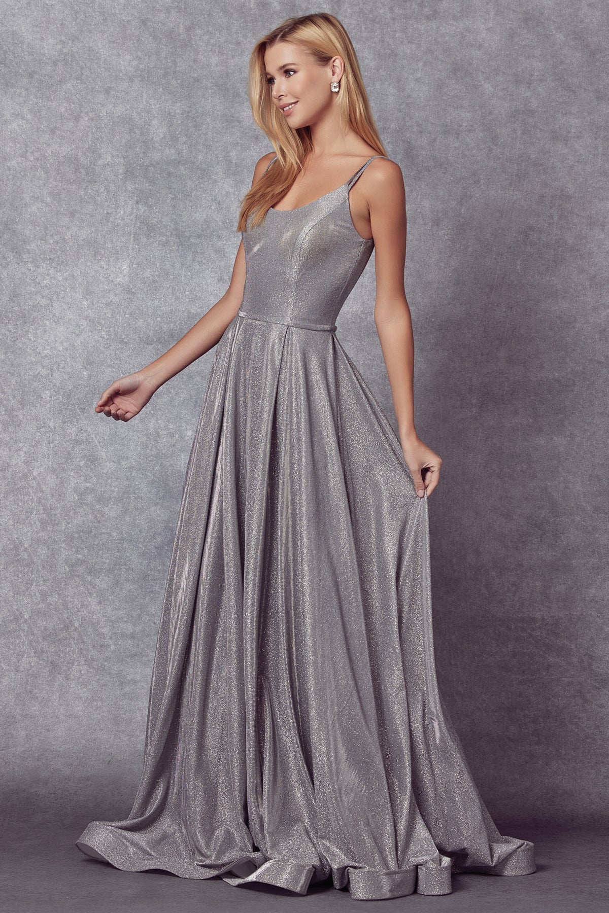 Straight Across Spaghetti Straps A-Line Metallic Long Prom Dress JT206-Prom Dress-smcfashion.com