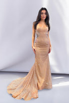 Embellished Glitter Mermaid Open Crossed Back Long Prom Dress ACTM1014-Prom Dress-smcfashion.com